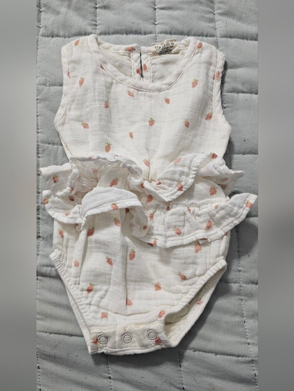 White Baby Romper with Strawberries size 3-6